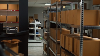 quaranteen Boxes stored on shelves