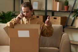 A woman returning a package